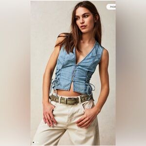 Free People LaLa Lace Up Vest - S